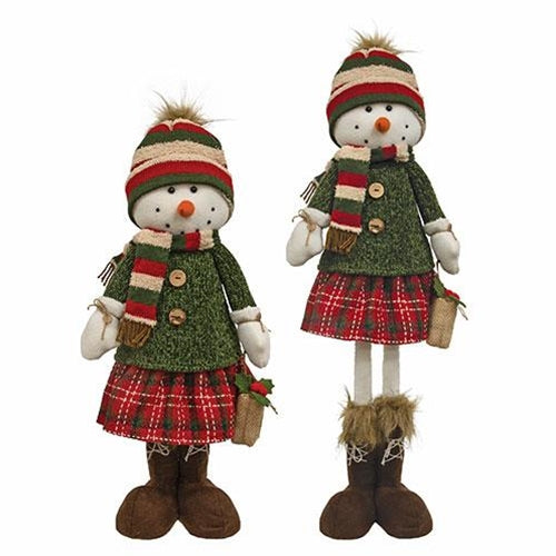 Nordic Christmas Plaid Snow Girl w/Extendable Legs