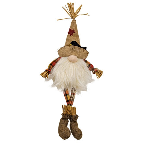 Dangle Leg Scarecrow Gnome w/Crow Hat