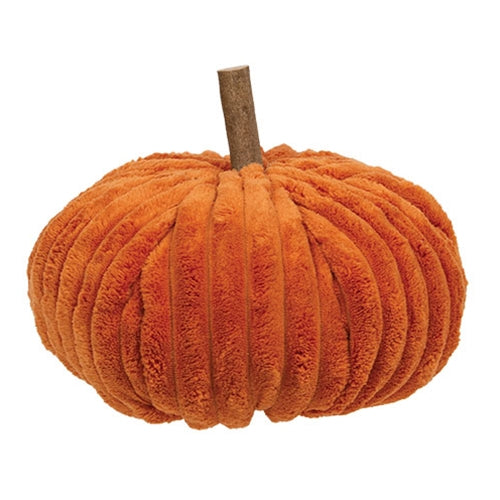 Orange Ribbed Plush Large Pumpkin