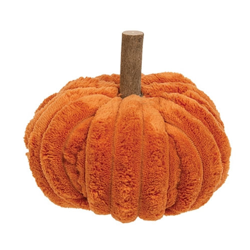 Orange Ribbed Plush Medium Pumpkin