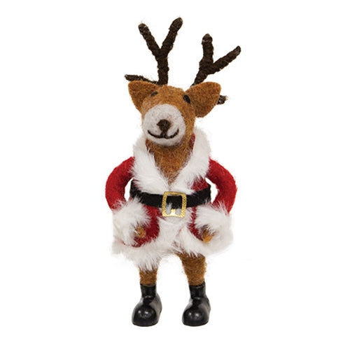 Santa Reindeer Felted Ornament