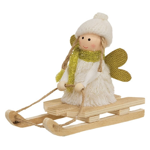 Stuffed Angel on Wooden Sled