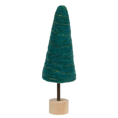 Dark Green Felted Wool Tree 10.25"H