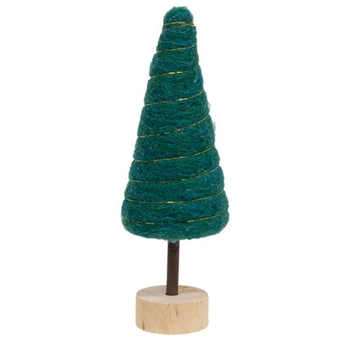 Dark Green Felted Wool Tree 8.5"H