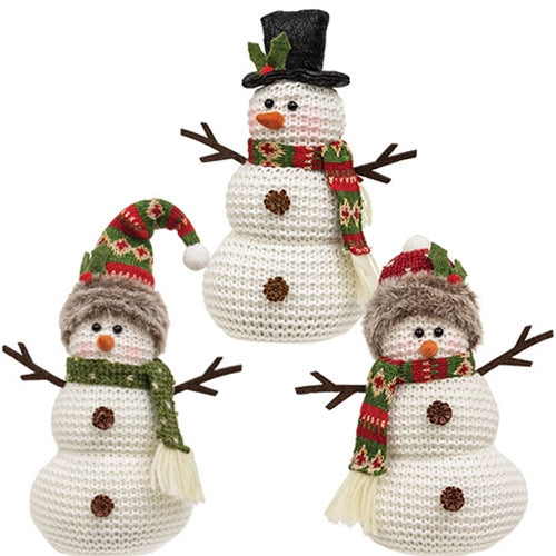 Green Nordic Knit Snowman Sitter 3 Asstd.