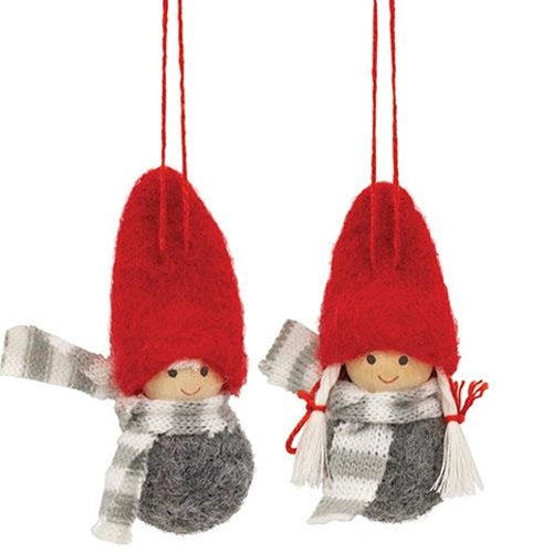 Mini Winter Scarf Wooden Doll Ornament 2 Asstd.