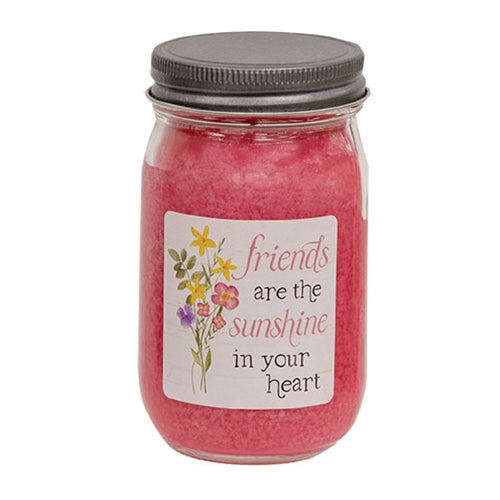 Friends Are the Sunshine in Your Heart Strawberry Lemonade Pint Jar Candle