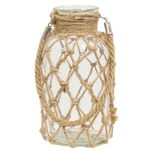 Small Glass Vase with Rope Net