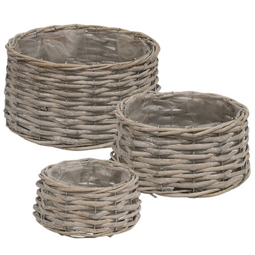 3/Set Graywashed Willow Planters