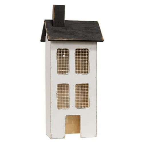 Distressed Wooden Large White Light Up House