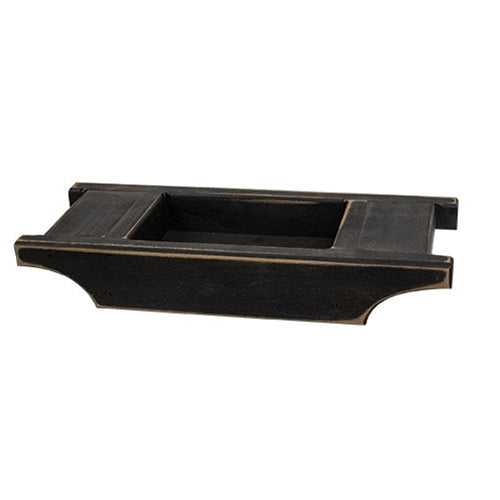 Distressed Wooden Brick Mold Candle Tray Black