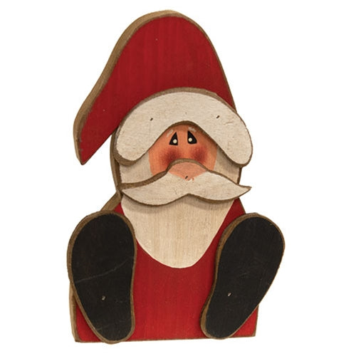 Distressed Wooden Sitting Santa