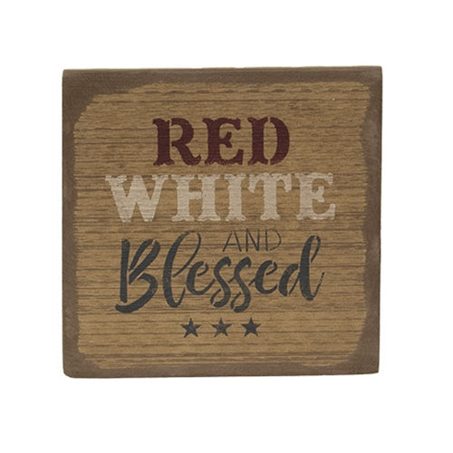 "Red White and Blessed" Distressed Barnwood Sign