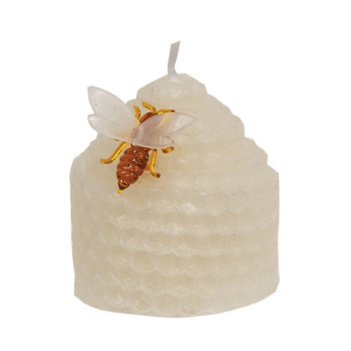 White Honeycomb Bee Charm Candle