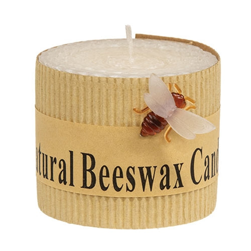 White Honeycomb Bee Charm Pillar Candle 2.5" x 2"