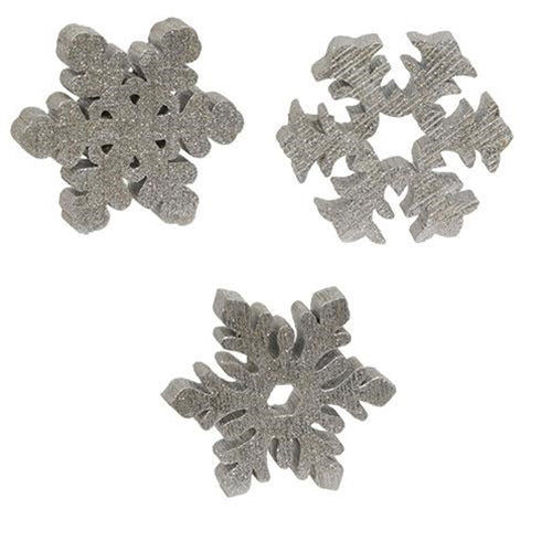 Resin Silver Sparkle Snowflake Sitter 3 Asstd.