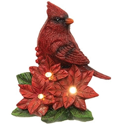 LED Resin Cardinal Nesting in Poinsettia 2 Asstd.