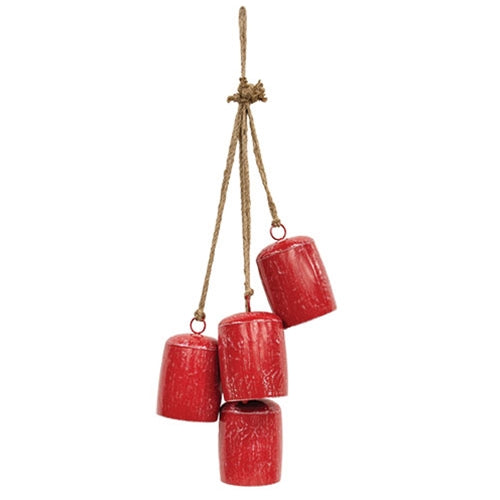 Antiqued Red Metal Cowbells Door Hanger