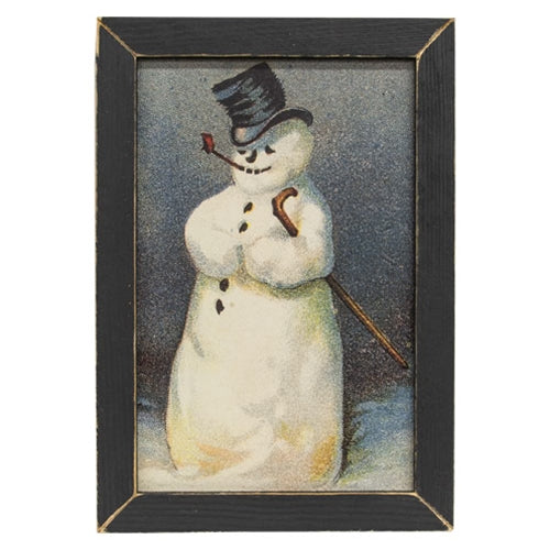 Winter Snowman w/Cane & Pipe Framed Print 12x18