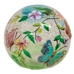 Jeweled Butterfly Crackled Glass LED Light Orb