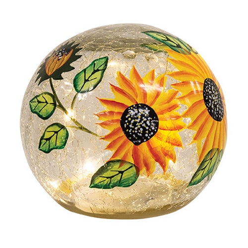 Sunflowers Crackled Glass LED Light Orb