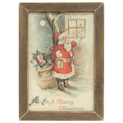 Santa At the Window Merry Christmas Framed Print 12x18