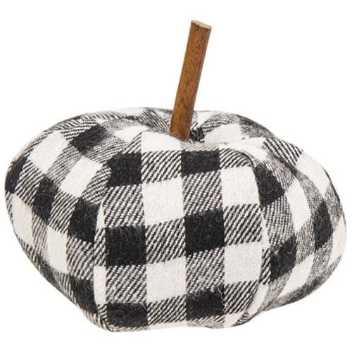 Black & White Gingham Stuffed Pumpkin 3"