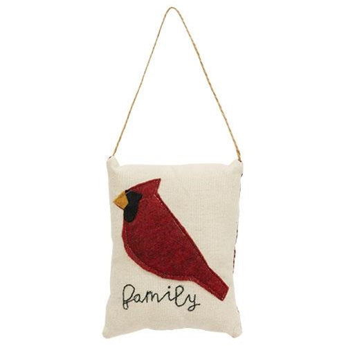 Cardinal Family Pillow Christmas Ornament