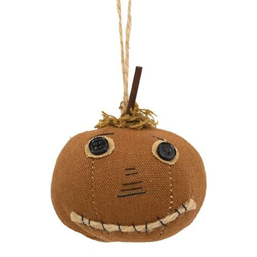 Primitive Happy Pumpkin Fabric Ornament
