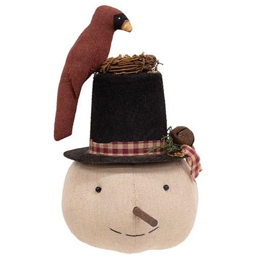 Stuffed Nesting Cardinal Top Hat Snowman Sitter