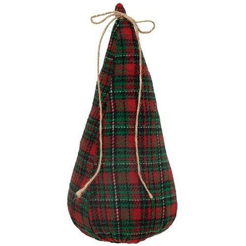 Stuffed Green & Red Plaid Christmas Tree 13.5"