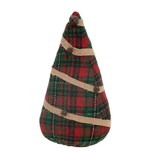 Stuffed Green & Red Plaid Christmas Tree 9"