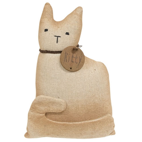 Stuffed Primitive Sitting White Kitty