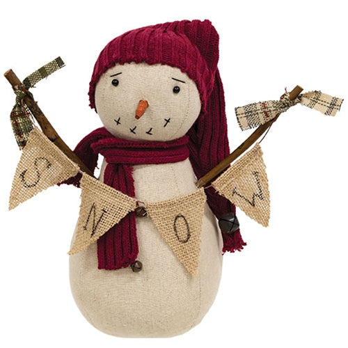 Snowman Doll w/"Snow" Banner