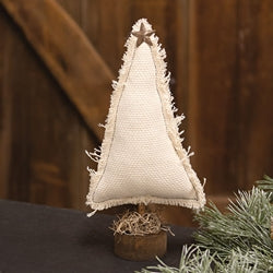 Fringed Stuffed Ivory Canvas Christmas Tree on Base 9.5"