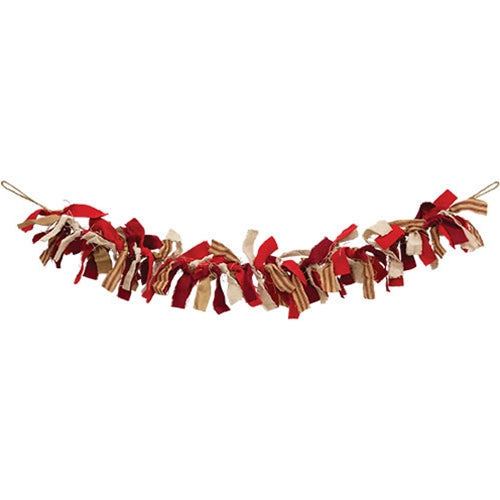 Primitive Candy Cane Colors Rag Garland