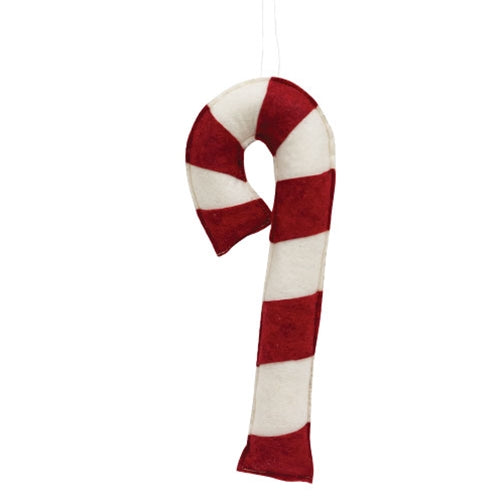 Stuffed Felt Candy Cane Hanger 9.75"