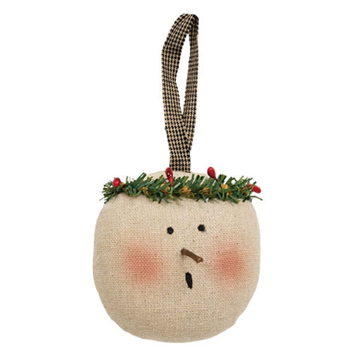 Stuffed Primitive Singing Snowgirl Ornament