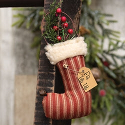 Fa La La Stuffed Ticking Stripe Stocking Ornament