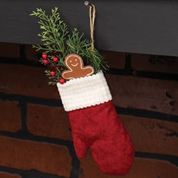 Hanging Winter Greens and Gingerbread Mitten Goody Bag