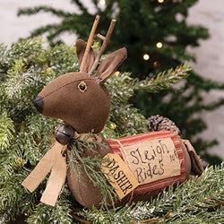 Stuffed Primitive Sleigh Rides Dasher Reindeer Sitter