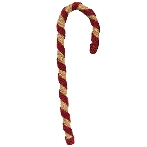 Red & Natural Jute Candy Cane 13.5"H