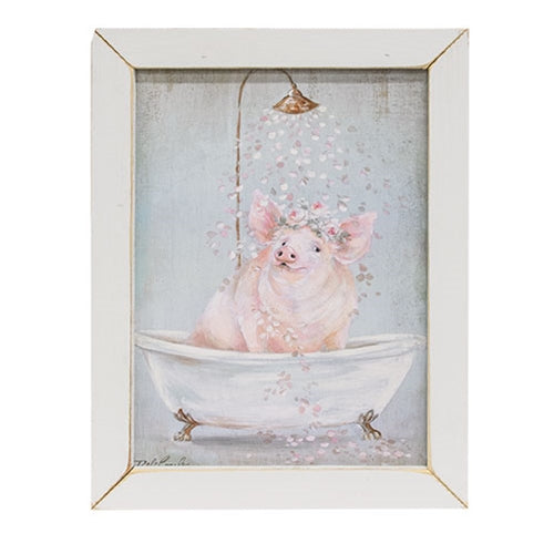 Piggy in Petals Framed Print