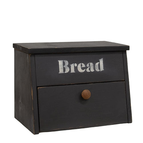 Wooden 2 Compartment Bread Box - Black