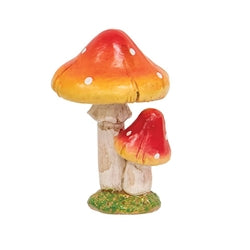 6/Set Resin Double Mushroom Figurines in Wooden Crate