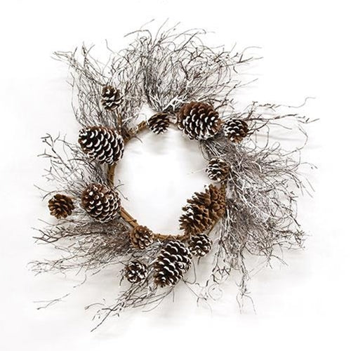 Snow Fallen Twig & Pinecone Wreath 24"