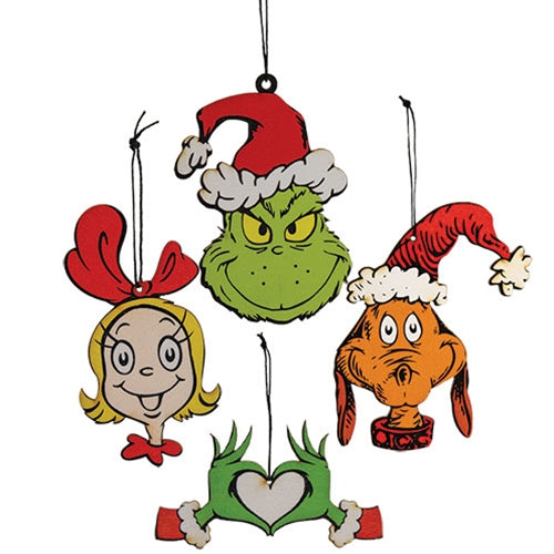 Grinch Wooden Cutout Ornament - 4 Asstd.