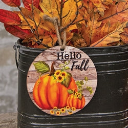 Hello Fall Pumpkins Round Ornament