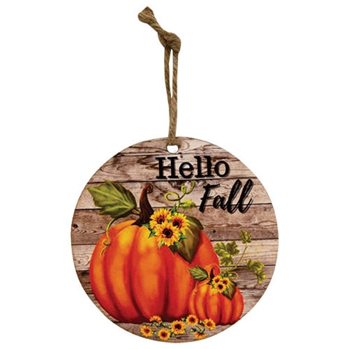 Hello Fall Pumpkins Round Ornament