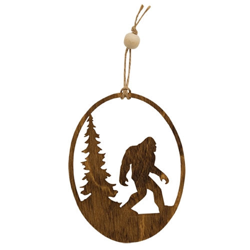 Wooden Forest Bigfoot Silhouette Ornament